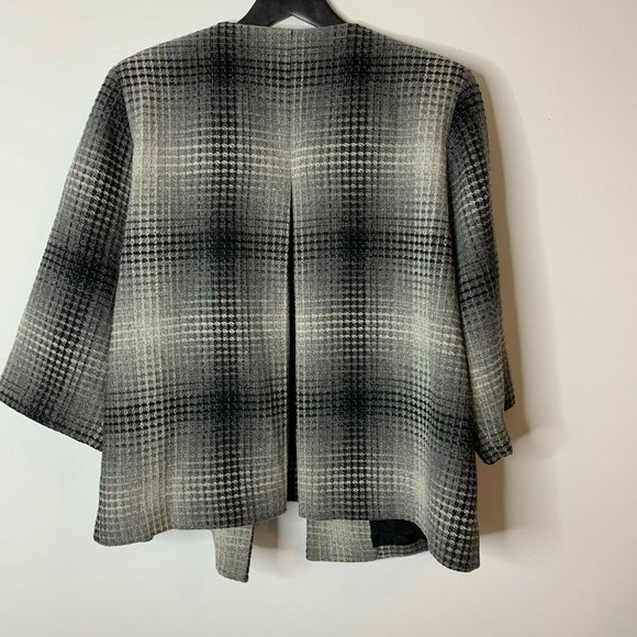 Peter Nygard Houndstooth Open Coat Wool Blend Tweed Plus Size 20 - Picture 3 of 8